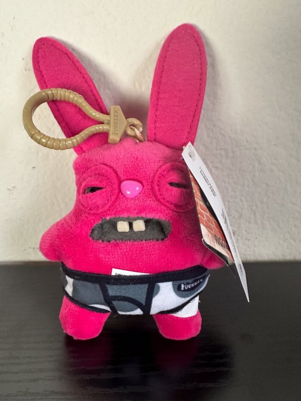 Fuggler Key Ring 5in Pink Rabid Rabbit Funny Ugly Monster Plush Collectible ZURU